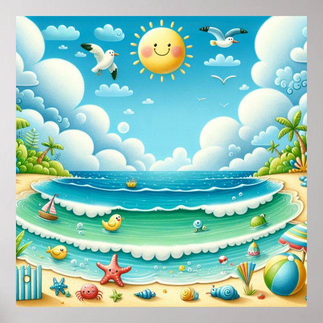 Poster Cartaz da Creche de Praia (Frente)