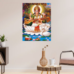 Poster Cartaz da Deusa Saraswati da Arte e Educação