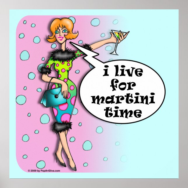 Poster Cartaz da Diva do Martini de Bolinhas (Frente)