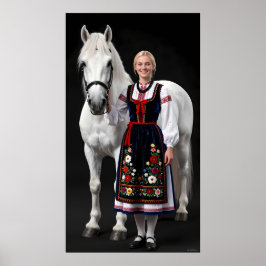 Poster Cartaz da Donzela Folclórica de Tatra e Cavalo Bra