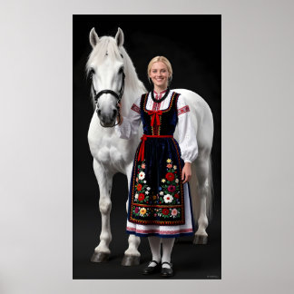 Poster Cartaz da Donzela Folclórica de Tatra e Cavalo Bra