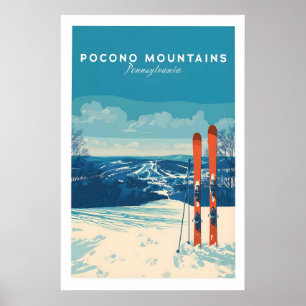 Poster Cartaz da Estação de Esqui das Montanhas Pocono Pe