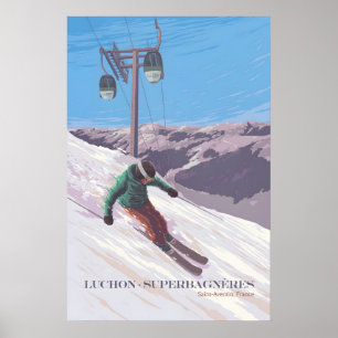 Poster Cartaz da Estação de Esqui Luchon-Superbagnères Fr