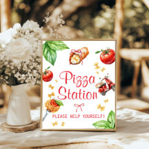 Cartaz da Estação de Pizza para Chá de Bebê Holy C