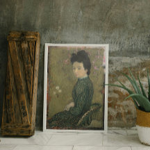 Cartaz da Eva Meurier com um Vestido Verde