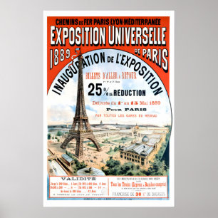 Poster Cartaz da Exposição da Torre Eiffel 1889 Vintage P