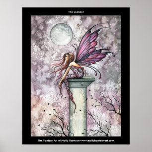 Poster Cartaz da Fada Gótica Rosa Roxo por Molly Harrison