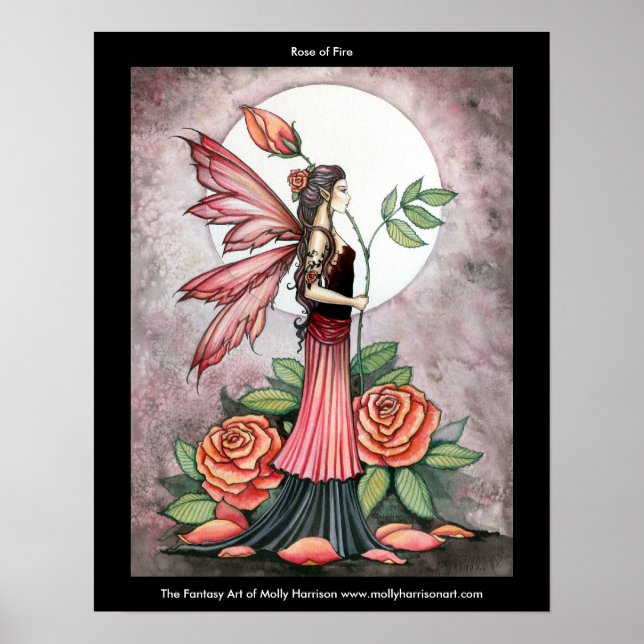 Póster Cartaz da Fada Rosa de Fogo por Molly Harrison (Frente)