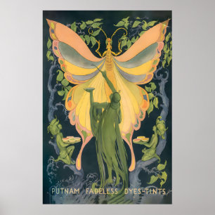 Poster Cartaz da Fada Verde Vintage Botânica Caprichosa