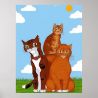 Cartaz da Família de Gatos Caprichosa - Arte de Pa
