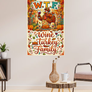 Poster Cartaz da Família do Peru do Vinho WTF - Dia de Aç