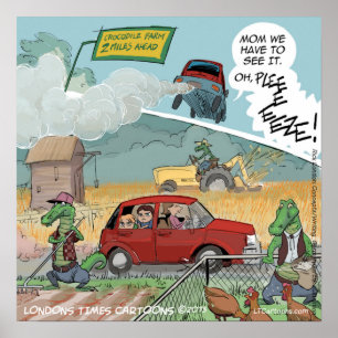 Póster Cartaz da Fazenda do Crocodilo Engraçado