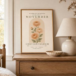 Poster Cartaz da Flor de Nascimento Crisântemo de Novembr