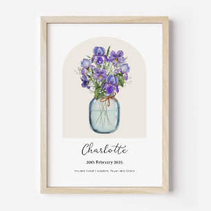 Poster Cartaz da Flor do Mês de Nascimento Íris Violeta