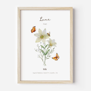 Poster Cartaz da Flor do Mês de Nascimento Lírio