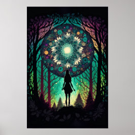 Poster Cartaz da Floresta Mandala Psicodélica | Trippy 1