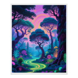 Póster Cartaz da floresta psicodélica