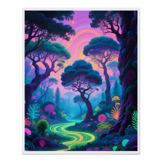 Póster Cartaz da floresta psicodélica (Frente)