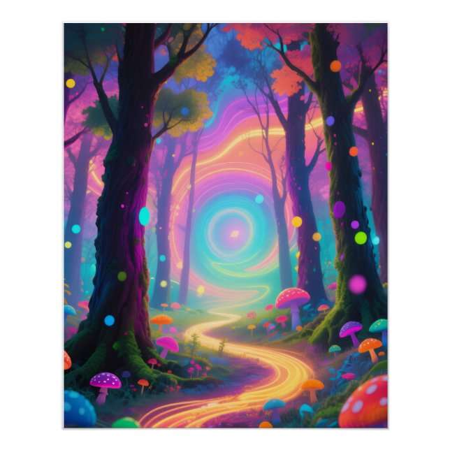 Póster Cartaz da floresta psicodélica (Frente)