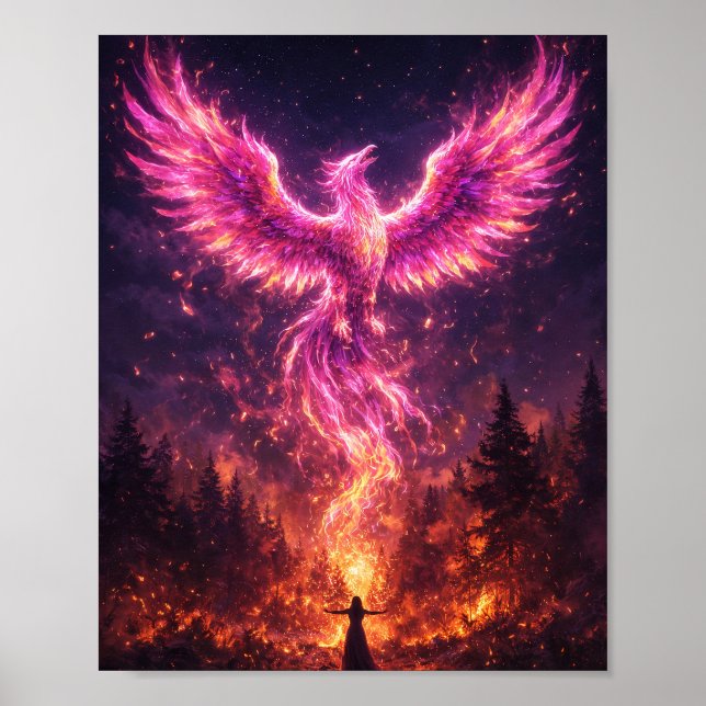 Poster Cartaz da Fúcsia Fênix Ressurgindo (Frente)