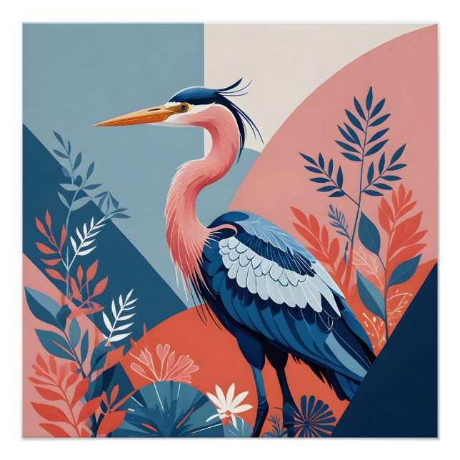 Póster cartaz da garça de crista azul (Frente)