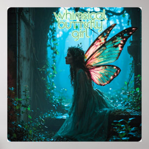 Poster Cartaz da Garota Borboleta Caprichosa