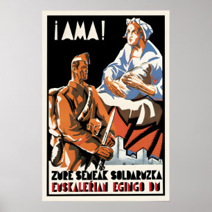 Poster Cartaz da Guerra Civil Espanhola Mãe, seus filhos
