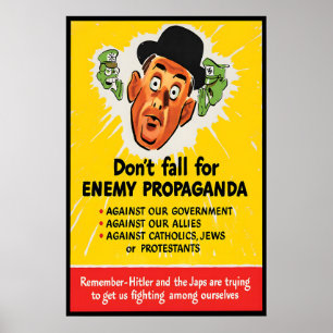 Poster Cartaz da II Guerra Mundial EUA Não caia na propag