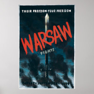 Poster Cartaz da II Guerra Mundial Polônia levante de Var