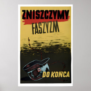 Poster Cartaz da II Guerra Mundial Polônia Vamos destruir