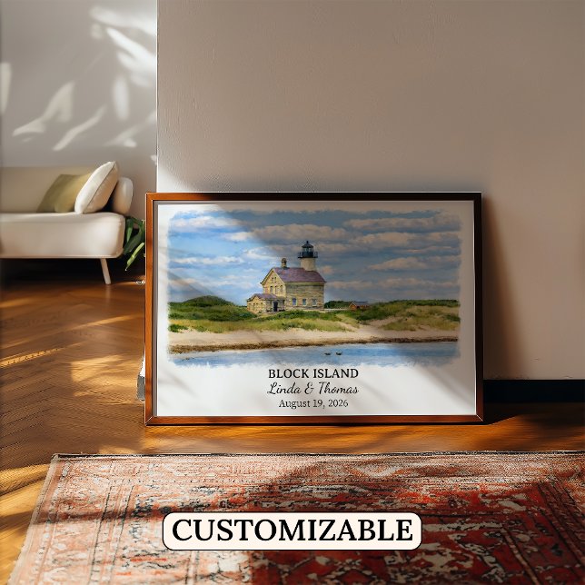 Poster Cartaz da Ilha Block Rhode Island, Aquarela (Criador carregado)