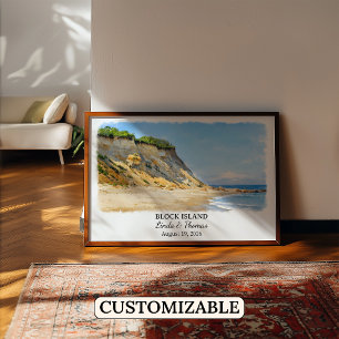 Poster Cartaz da Ilha Block Rhode Island, Aquarela