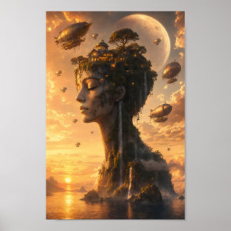 Poster Cartaz da Ilha do Céu Steampunk Dreambound