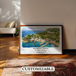 Poster Cartaz da Ilha Mackinac Michigan, Aquarela, Custo