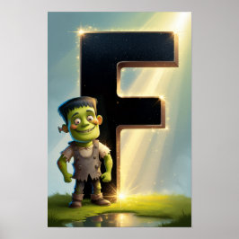 Poster Cartaz da Letra F do Halloween para Crianças em Sa