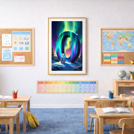 Póster Cartaz da letra O da Aurora | Arte das Luzes do No