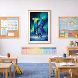 Póster Cartaz da Letra R Aurora | Arte das Luzes do Norte