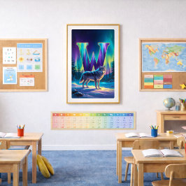 Póster Cartaz da letra W da Aurora | Arte das Luzes do No