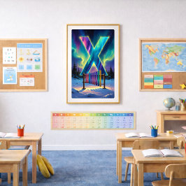 Póster Cartaz da Letra X Aurora | Arte das Luzes do Norte