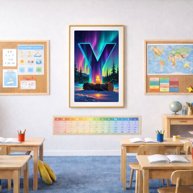 Póster Cartaz da letra Y da Aurora | Arte das Luzes do No (Criador carregado)