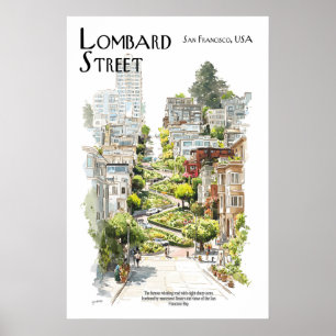 Poster Cartaz da Lombard Street  Estrada Sinuosa de São F