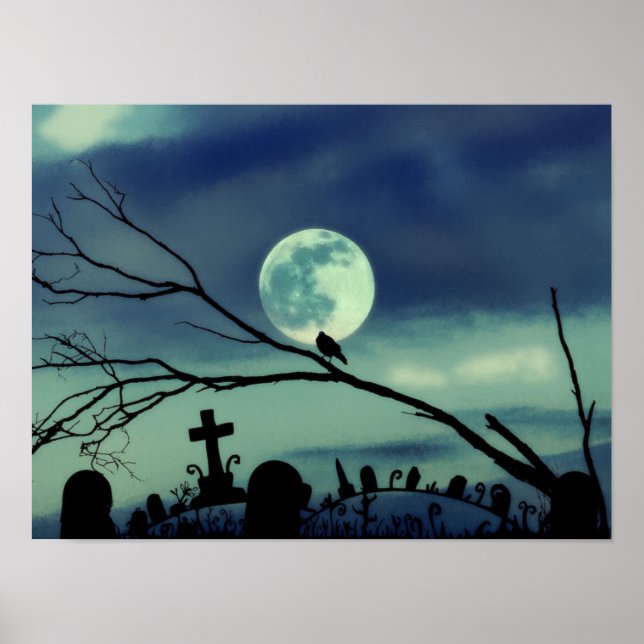 Póster Cartaz da Lua Cheia Cemitério Escuridão Doce (Frente)