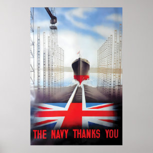 Poster Cartaz da Marinha Real da II Guerra Mundial, Arte 
