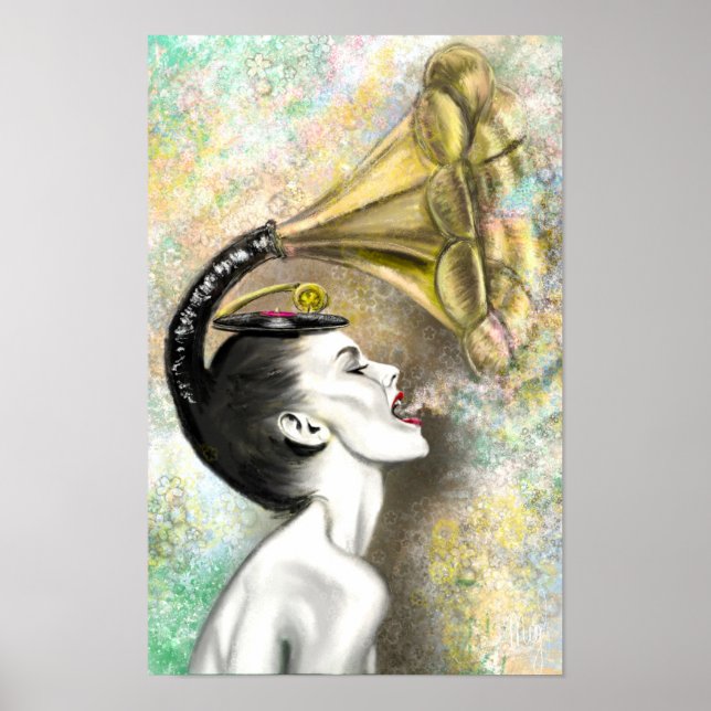 Poster Cartaz da Mulher Gramofone (Frente)