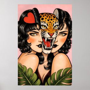 Poster Cartaz da Mulher Tigre, Arte de Parede em Estilo T