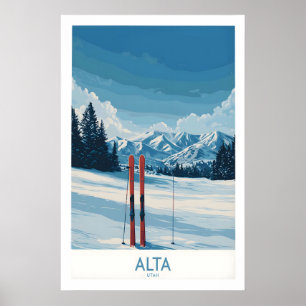 Poster Cartaz da Paisagem Montanhosa de Inverno de Alta U