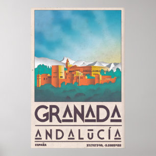 Poster Cartaz da Paisagem Urbana de Granada - Viagem Espa