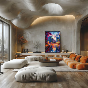 Poster Cartaz da Paisagem Urbana de Singapura Arte da Cid