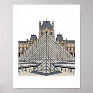 Poster Cartaz da Pirâmide do Museu do Louvre Paris