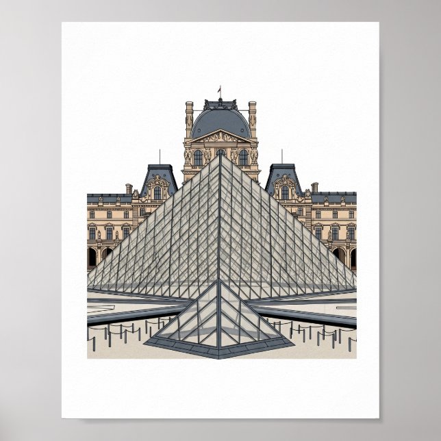 Poster Cartaz da Pirâmide do Museu do Louvre Paris (Frente)